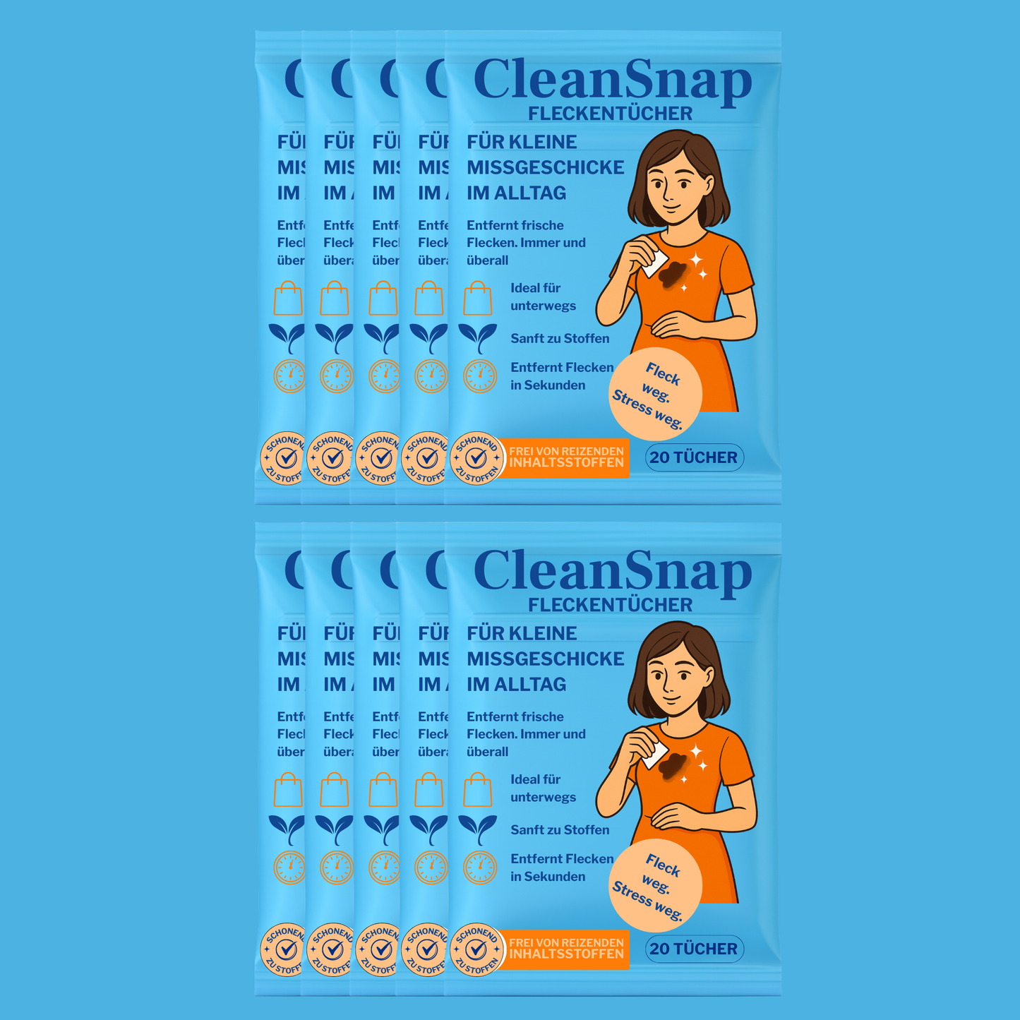 CleanSnap 10er Family Box – 200 Tücher